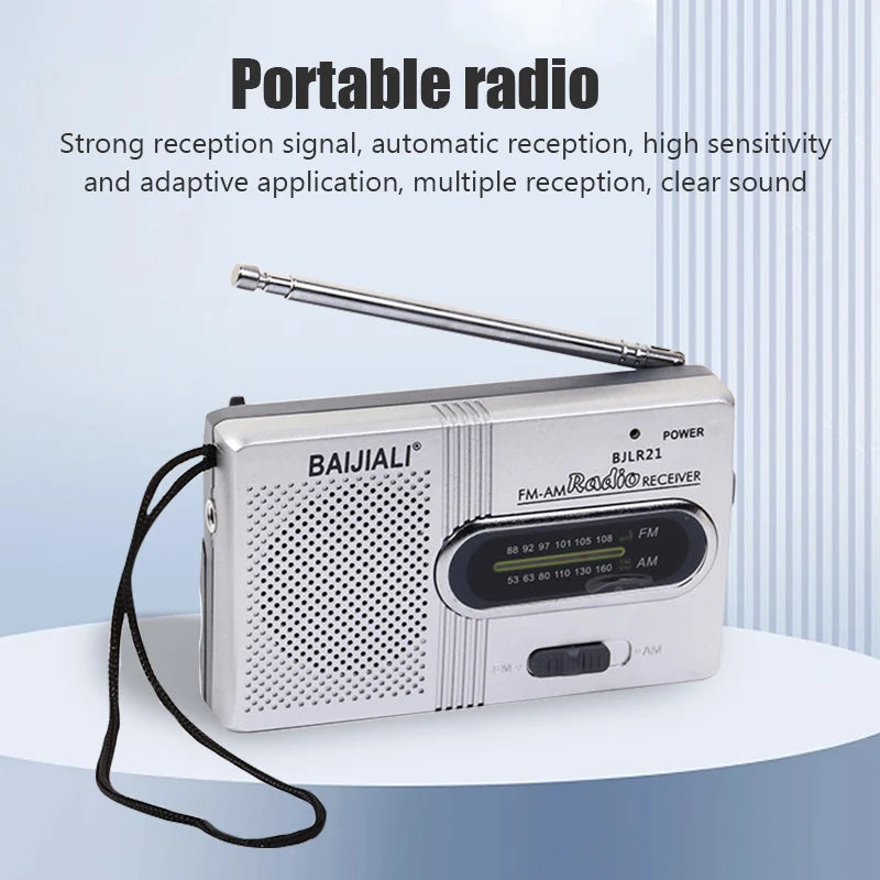 Radio Mini BC-R21 AM FM Portátil a Pilas con la Mejor Recepción y Mayor Duración – Ideal para emergencias, actividades al aire libre y uso diario