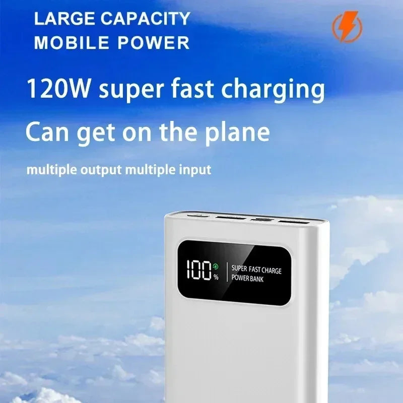 Power bank de 100.000 y 200.000 mAh 120W Carga rápida Capacidad ultragrande BaterĂa externa con pantalla digital.