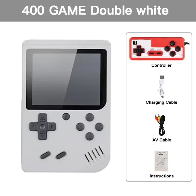 Consola de videojuegos portátil retro con pantalla LCD de 8 bits y reproductor de juegos AV integrado para niños.