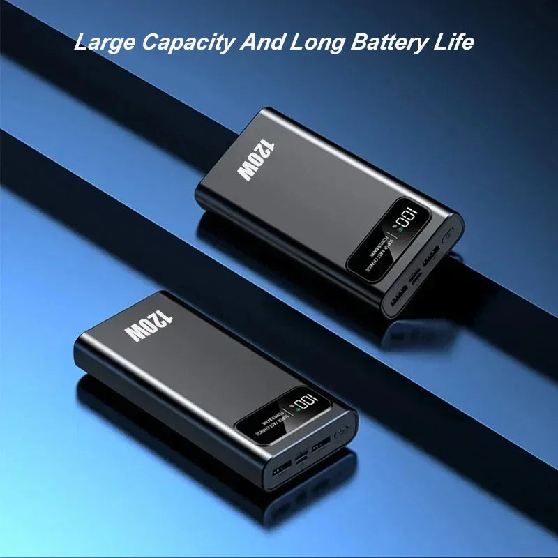 Power bank de 100.000 y 200.000 mAh 120W Carga rápida Capacidad ultragrande BaterĂa externa con pantalla digital.