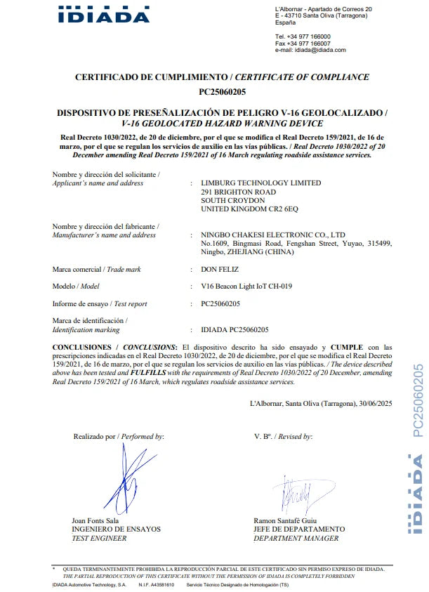 Kit baliza de emergencia Don Feliz V16 conectada con geolocalización DGT 3.0, luz de emergencia homologada, conectada y autorizada por la DGT, señal V16 con pilas incluidas, conectividad telefónica, visión 360 grados.