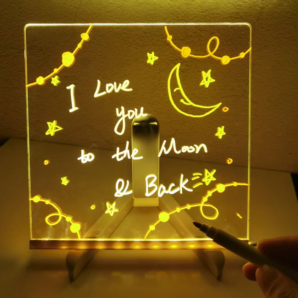 Lámpara LED personalizada, tablero acrílico para mensajes, borrable por USB, para niños, luz de noche para dormitorio, regalo de cumpleaños para niños
