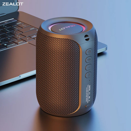 Altavoz Bluetooth potente Zealot-S32PRO, con graves potentes, inalámbrico, luz LED, ideal para exteriores, con subwoofer y caja de sonido resistente al agua.