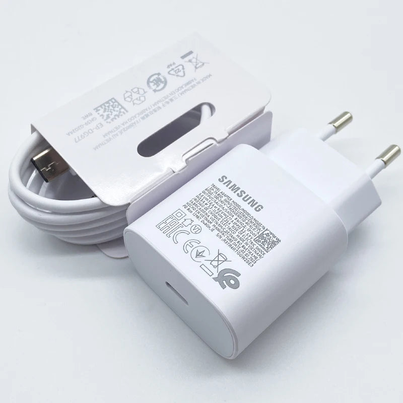 Cargador superrápido Samsung de 25 W, adaptador USB tipo C para Galaxy S24, S23, S20, S21, S22 Plus, A54, A34, Z Flip Fold 5, 6 y 4