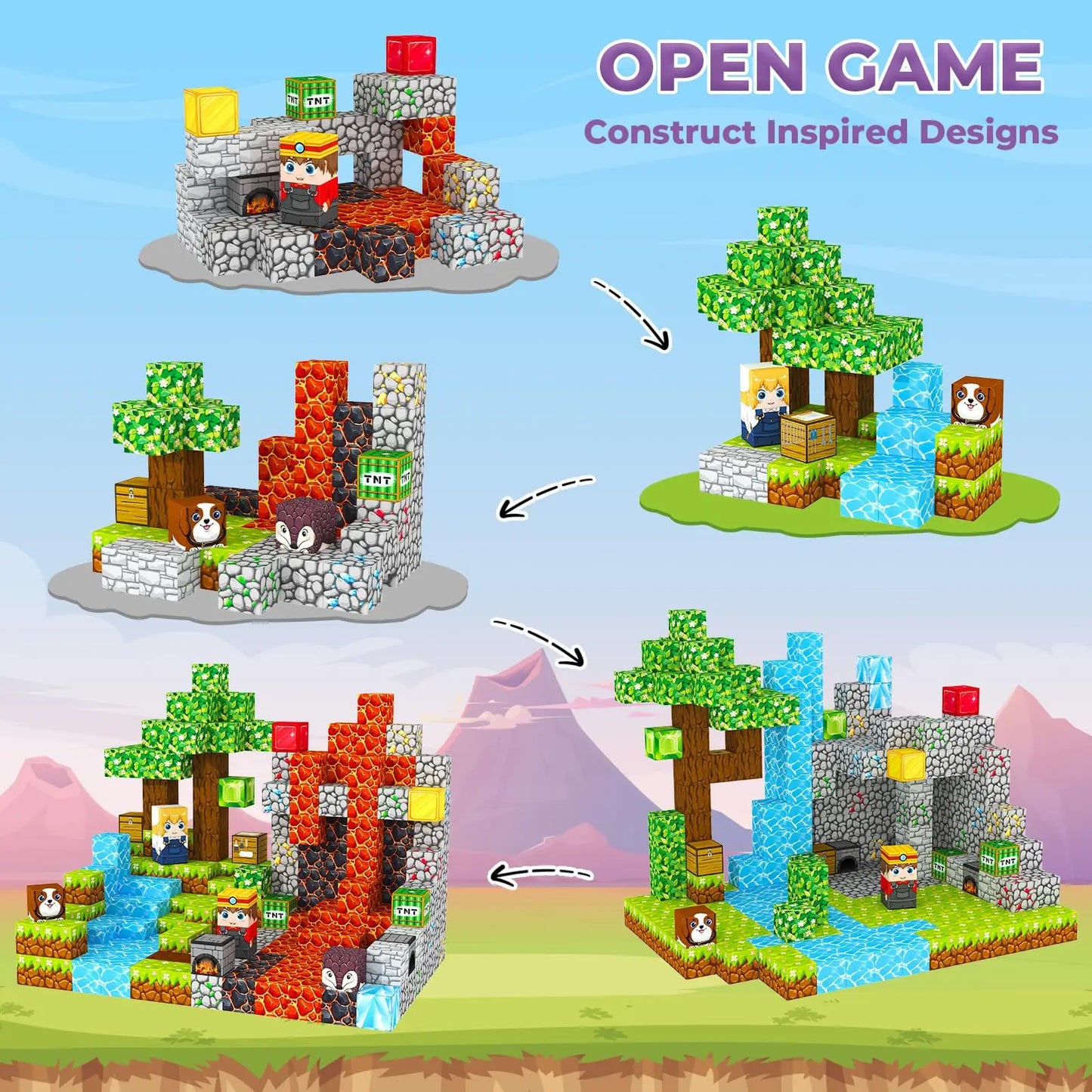 Bloques magnéticos, bloques de construcción magnéticos, cubos magnéticos, juguetes para niños pequeños, juguetes sensoriales STEM para niños de 3 a 5, de 4 a 6, de 5 a 7 y de 6 a 8 años.