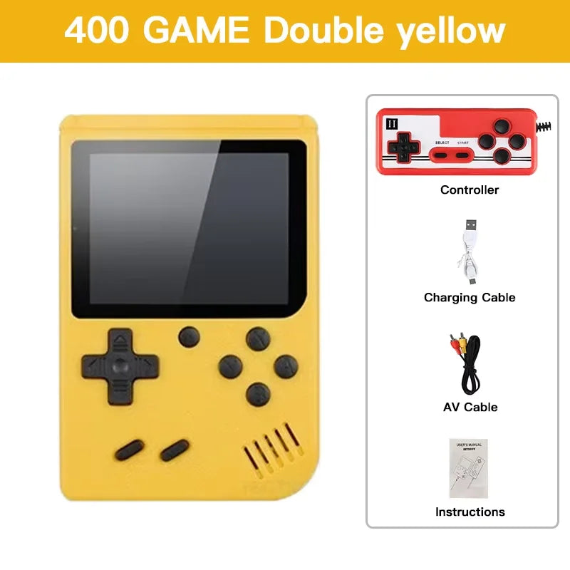 Consola de videojuegos portátil retro con pantalla LCD de 8 bits y reproductor de juegos AV integrado para niños.