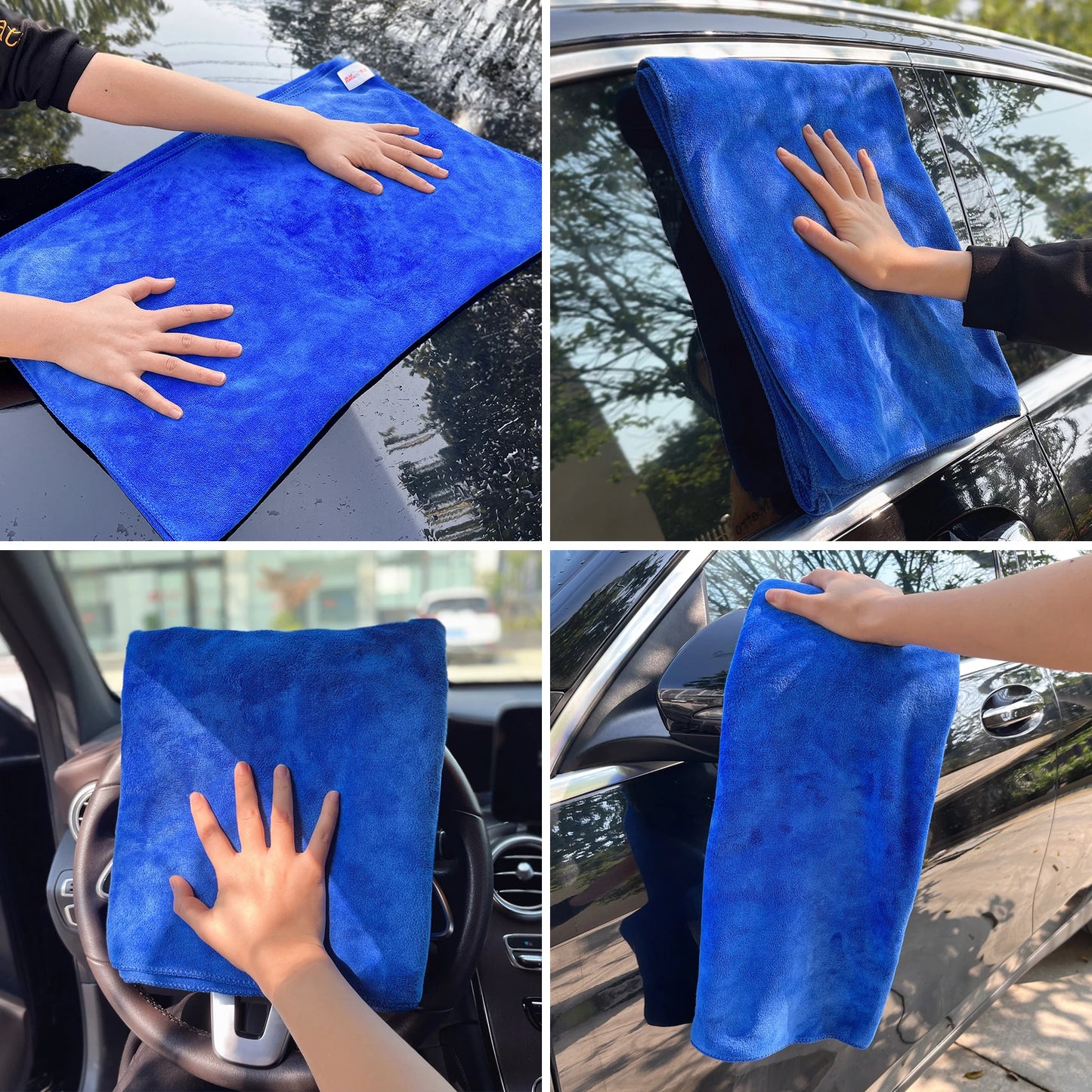 Toalla de microfibra para lavado de autos, 160 x 60 cm, tamaño extragrande, paño de limpieza y secado para autos, toallas superabsorbentes para el cuidado y detallado del automóvil.