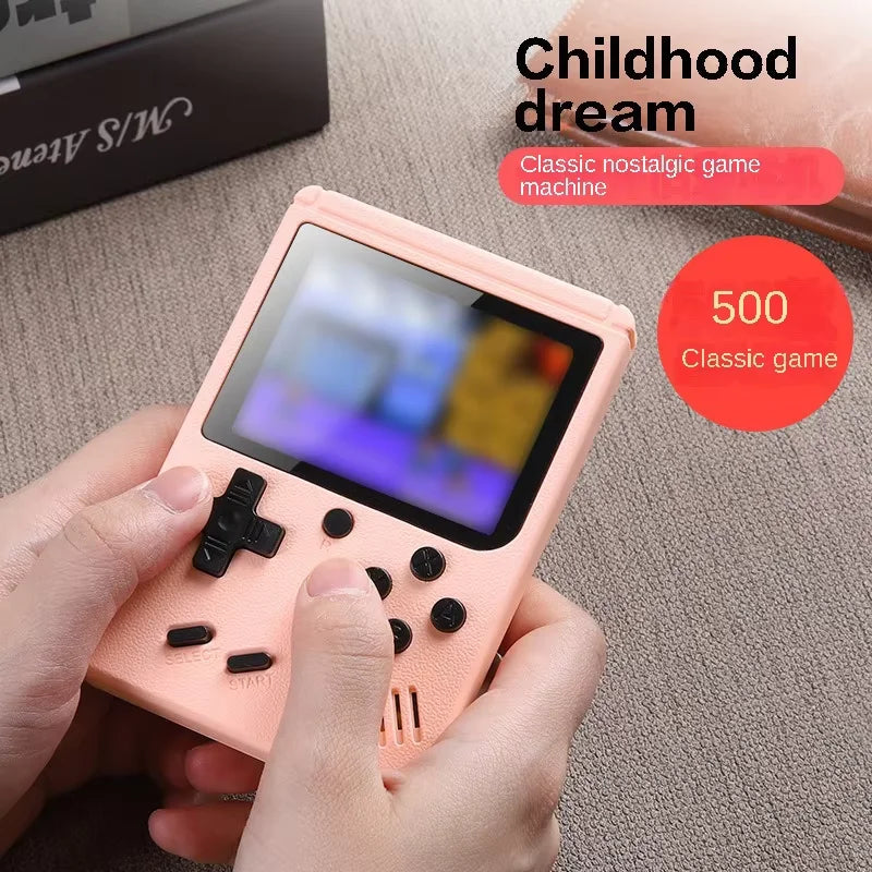 Consola de videojuegos portátil retro con pantalla LCD de 8 bits y reproductor de juegos AV integrado para niños.