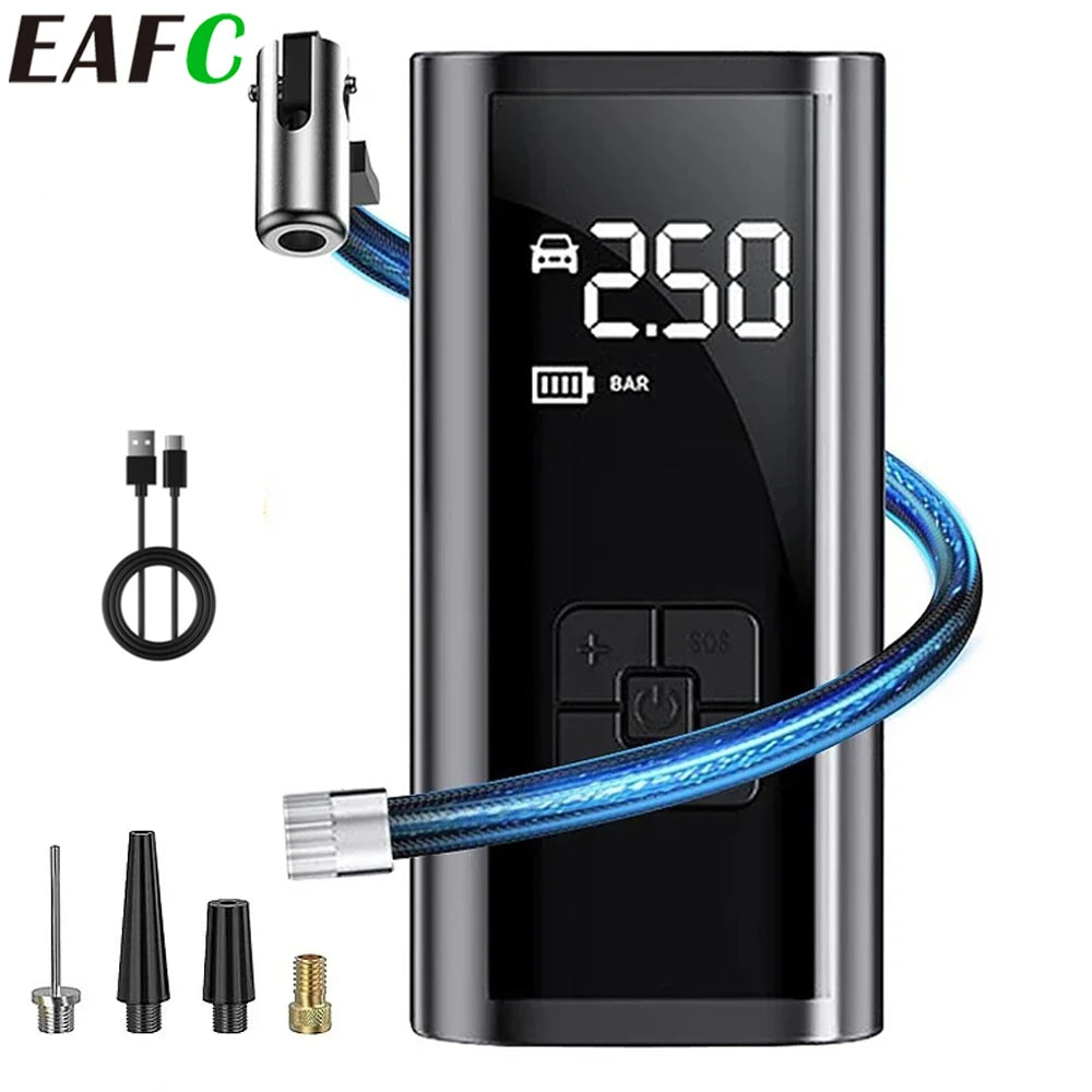 Bomba de aire inalámbrica para coche, compresor de aire, inflador de neumáticos con luz LED, inflador de neumáticos eléctrico de 150 psi para coches, motocicletas y bicicletas.