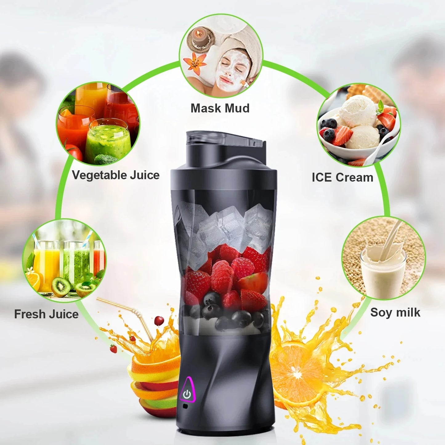 Exprimidor eléctrico portátil de frutas frescas, 700 ml, multifuncional, recargable por USB, para batidos, para exteriores