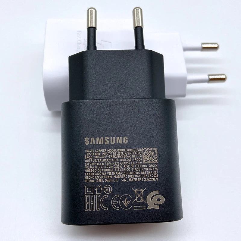 Cargador superrápido Samsung de 25 W, adaptador USB tipo C para Galaxy S24, S23, S20, S21, S22 Plus, A54, A34, Z Flip Fold 5, 6 y 4