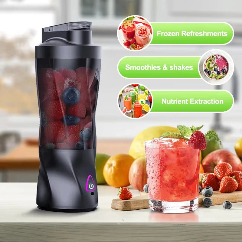 Exprimidor eléctrico portátil de frutas frescas, 700 ml, multifuncional, recargable por USB, para batidos, para exteriores