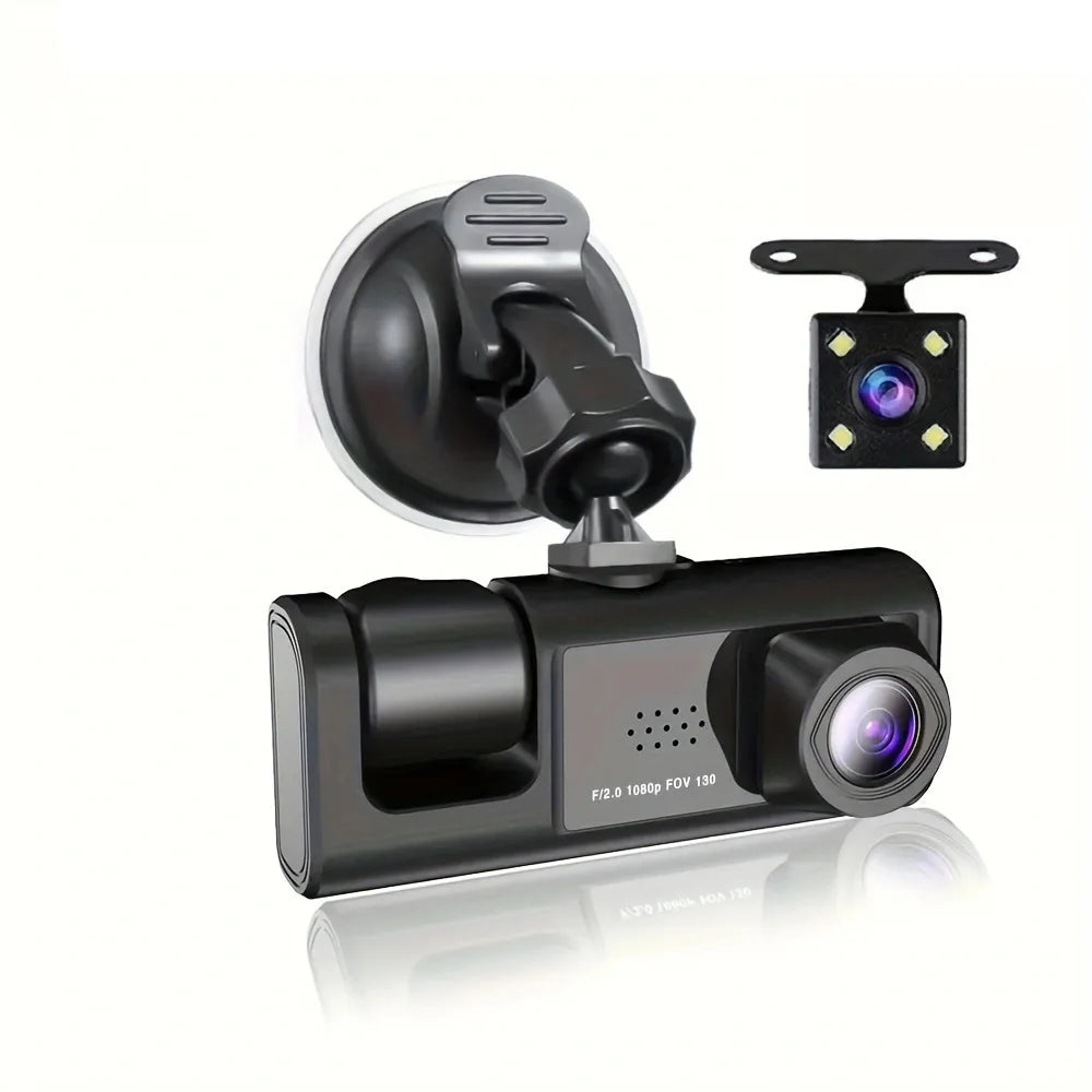 Cámara de salpicadero de alta definición 1080p, cámara trasera opcional y tarjeta de memoria de 32 GB, función de visión nocturna, grabación en bucle.