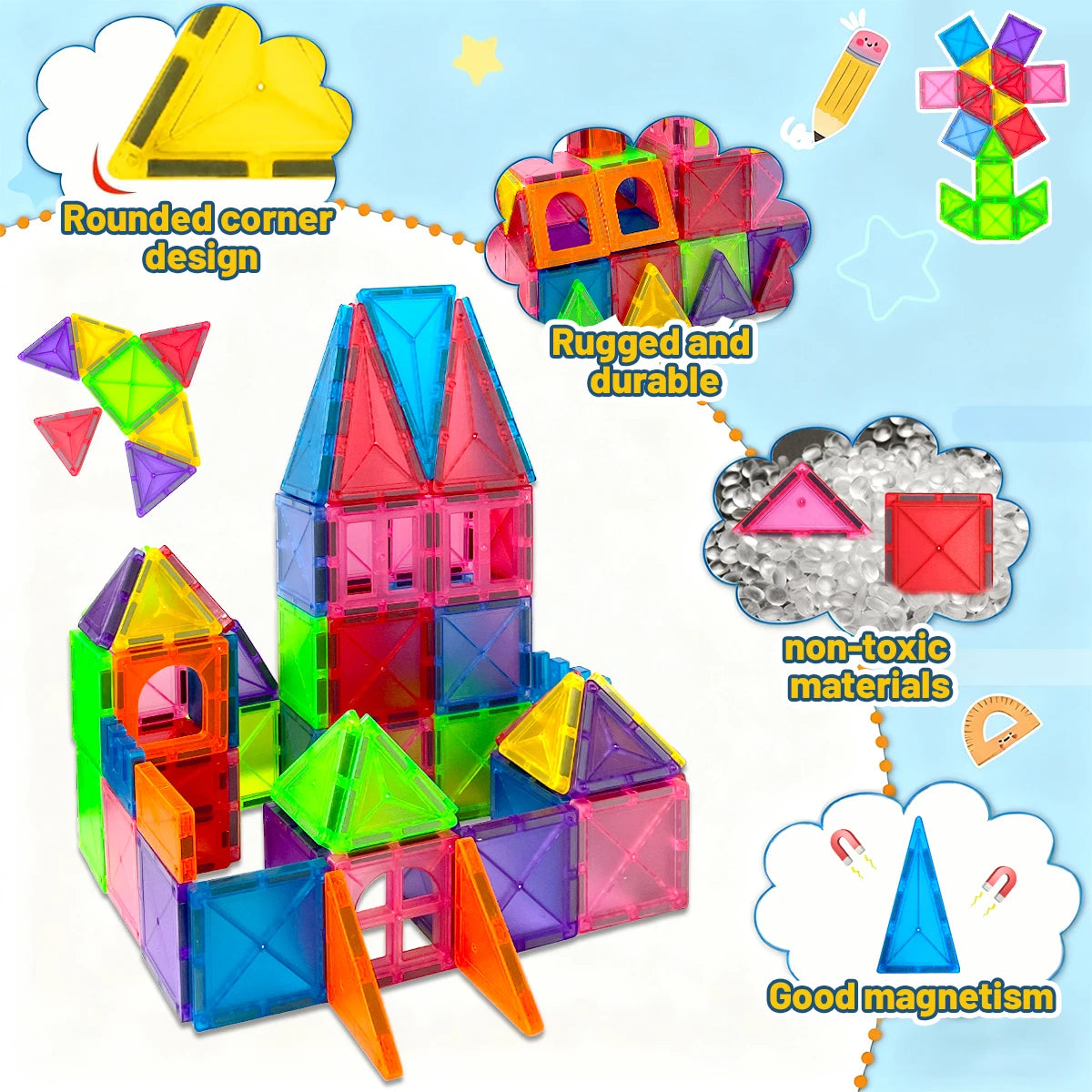 Juego de construcción de bloques magnéticos Montessori, juguete educativo sensorial para niños y niñas de 3 años en adelante.
