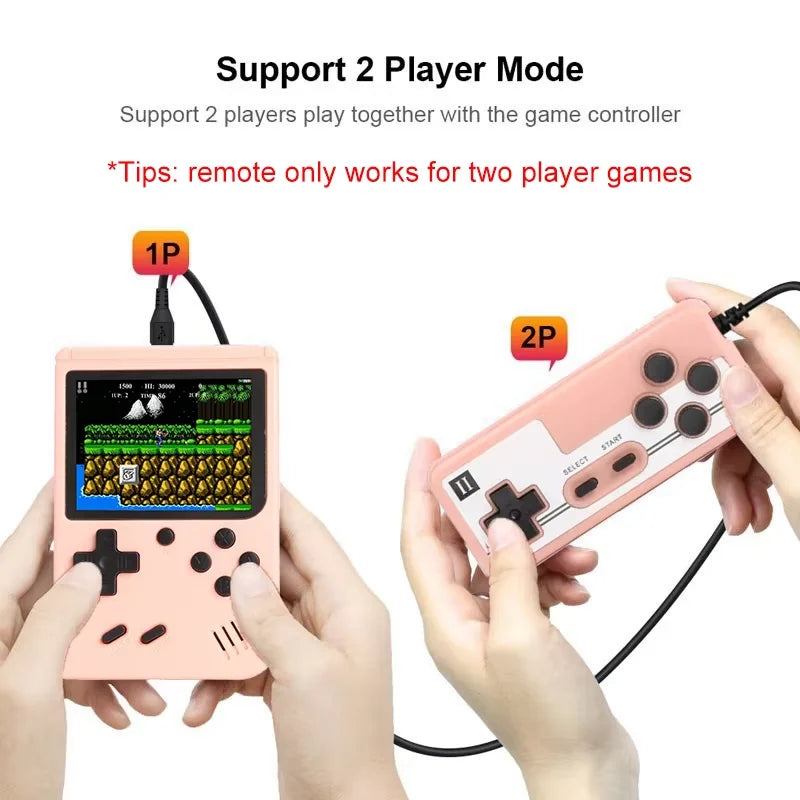 Consola de videojuegos portátil retro con pantalla LCD de 8 bits y reproductor de juegos AV integrado para niños.