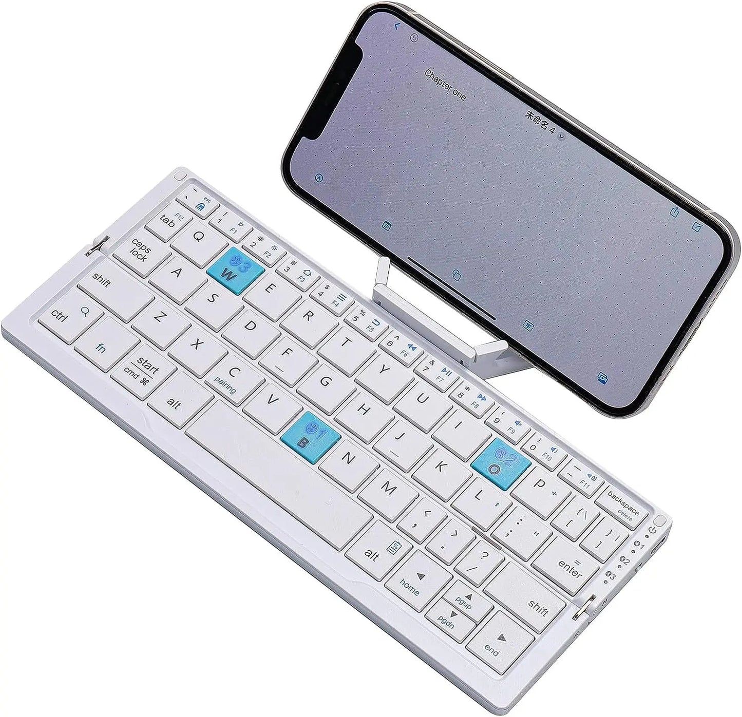 Teclado Bluetooth Plegable Recargable con Soporte para Tablet, Móvil y PC