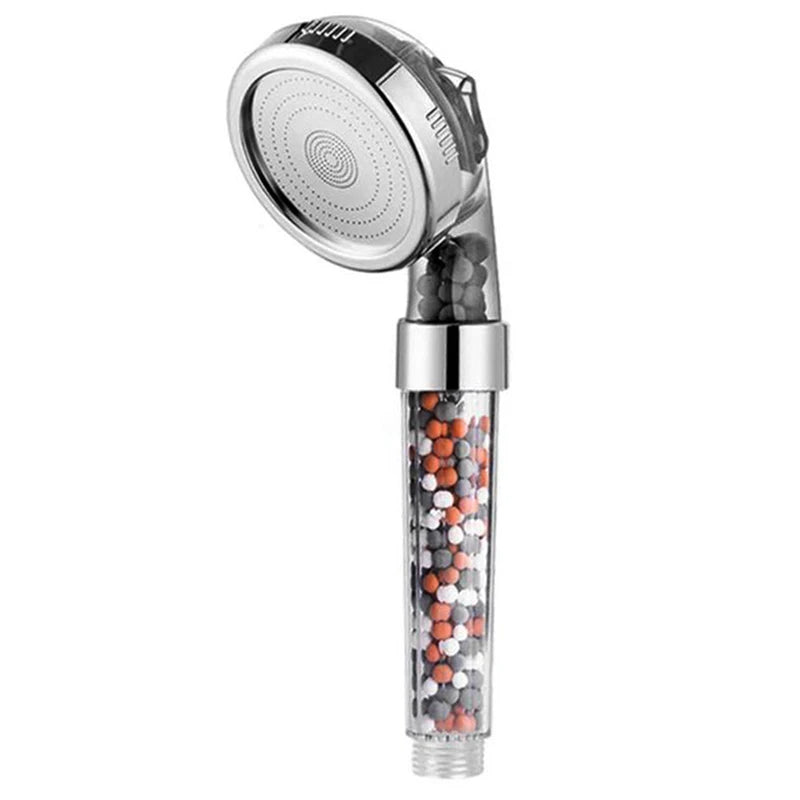 Cabezal de ducha de alta presión con 3 modos y bolas minerales, con interruptor de encendido y apagado, filtro y ahorro de agua, accesorios de baño