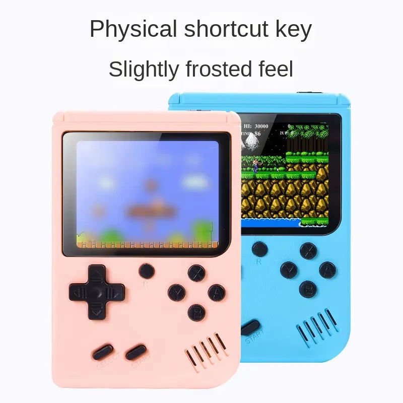 Consola de videojuegos portátil retro con pantalla LCD de 8 bits y reproductor de juegos AV integrado para niños.