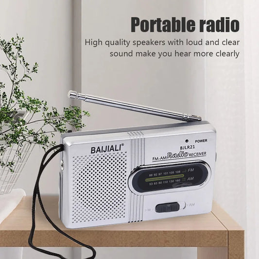 Radio Mini BC-R21 AM FM Portátil a Pilas con la Mejor Recepción y Mayor Duración – Ideal para emergencias, actividades al aire libre y uso diario