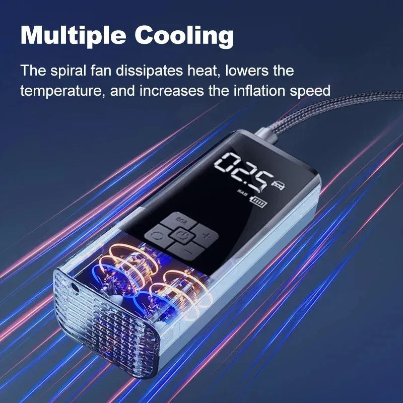 Bomba de aire inalámbrica para coche, compresor de aire, inflador de neumáticos con luz LED, inflador de neumáticos eléctrico de 150 psi para coches, motocicletas y bicicletas.