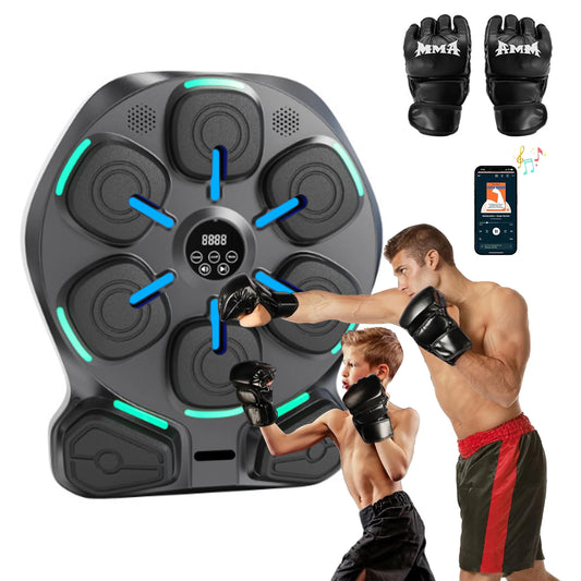 Máquina de boxeo musical de pared, máquina de boxeo inteligente Bluetooth con guantes de boxeo, equipo de entrenamiento de golpeo para adultos y niños.